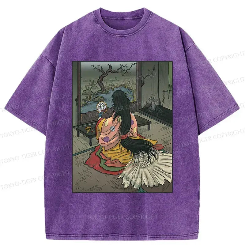 Kyoto-Lion Japanese Female Yokai Washed T-Shirt