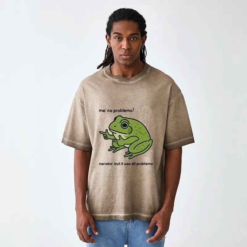 Kyoto-Lion Stupid Frog Meme Gradient Washed T-Shirt
