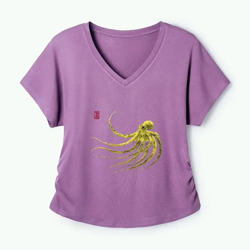 Retro Octopus Japanese T-Shirt for Women