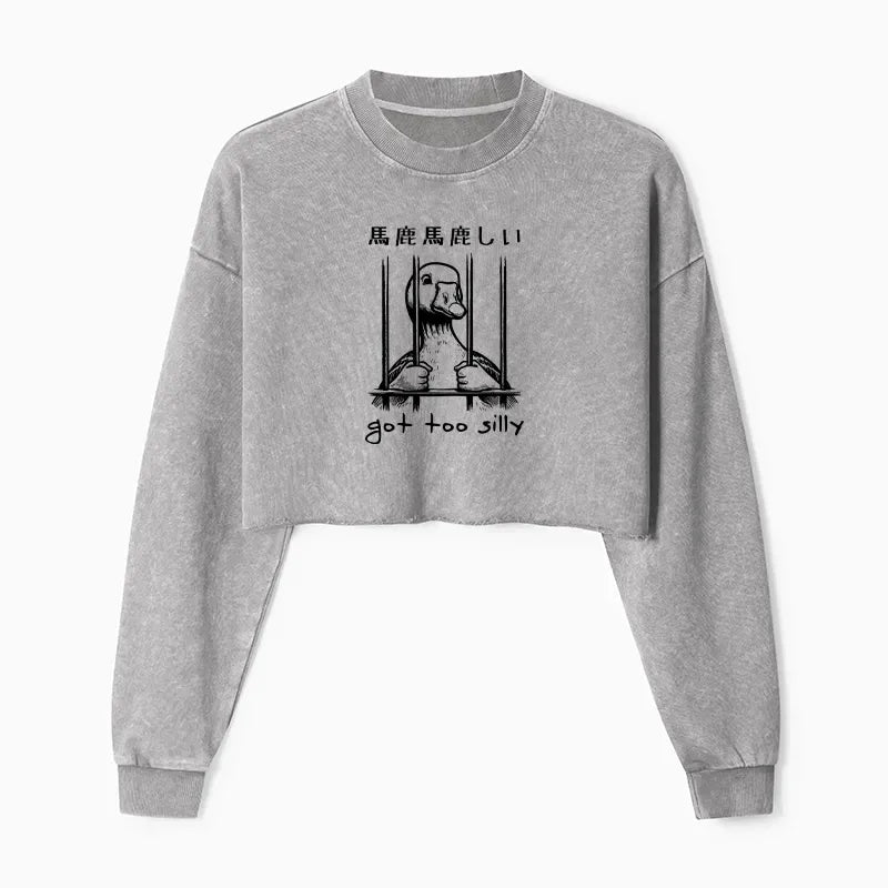 Kyoto-Lion Got Too Silly Washed Crop Sweatshirt