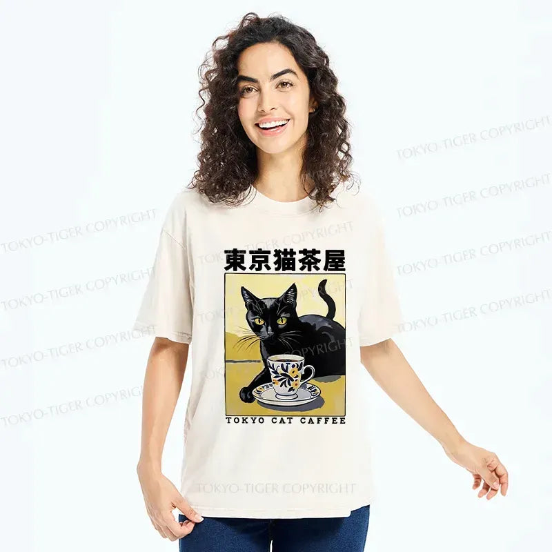 Kyoto-Lion Japanese Cat Cafe Washed T-Shirt