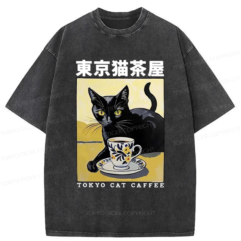 Japanese vintage cat t-shirt for daily wear