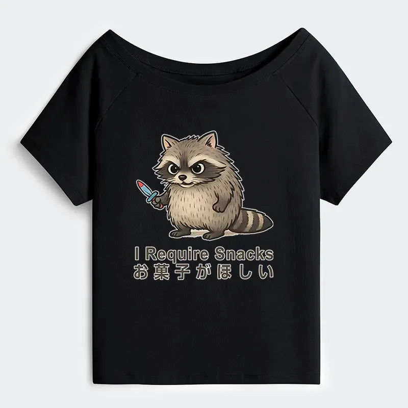 Japanese Raccoon T-Shirt Casual Style