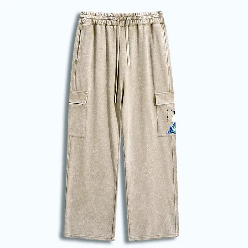 Kyoto-Lion Keep Calm Penguin Washed Utility Sweatpants