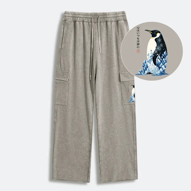 Kyoto-Lion Keep Calm Penguin Washed Utility Sweatpants
