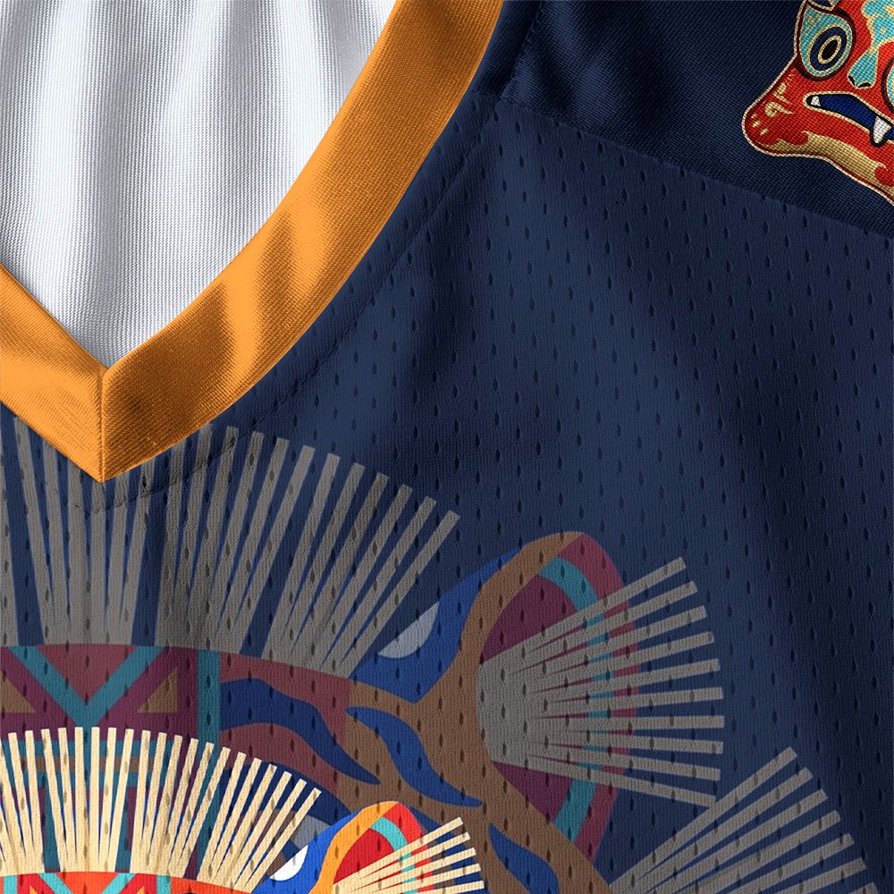 Kyoto-Lion Tribal Folk Art Colorful Tiger Paneled Long Sleeve Jersey