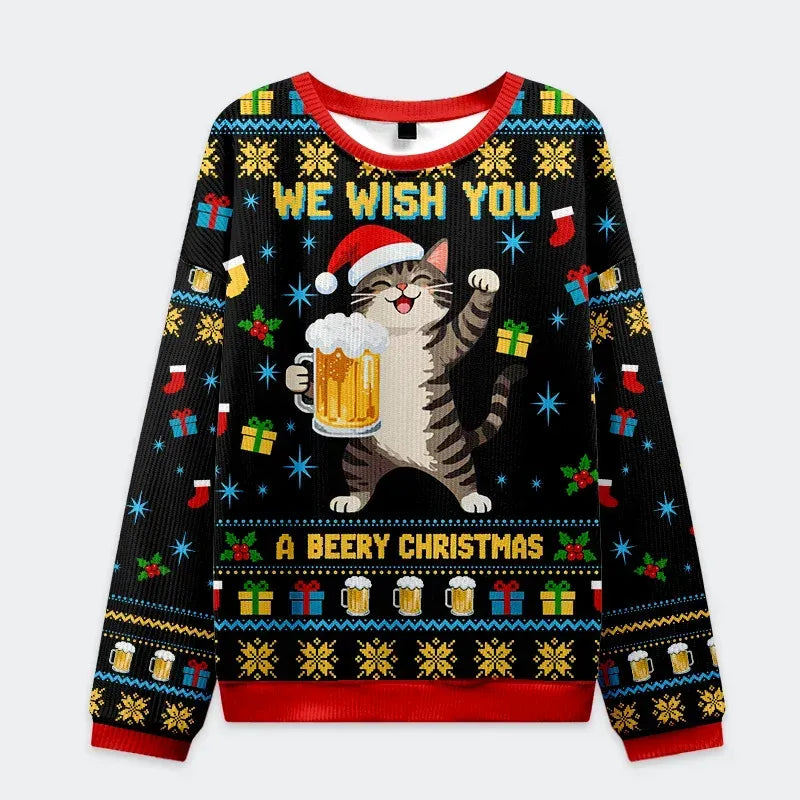 cute cat christmas ugly sweatshirt