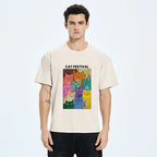 Colorful Japanese festival cat t-shirt