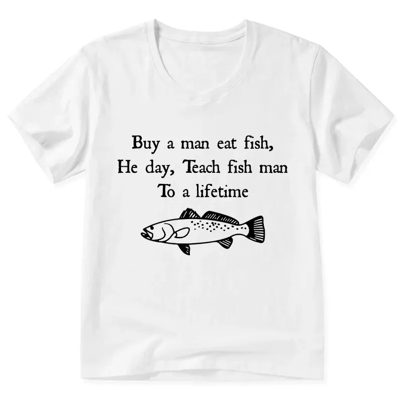 Kyoto-Lion Man Eat Fish Meme V-Neck Classic T-Shirt