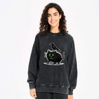 Kyoto-Lion Crow And Black Cat Washed Sweatshirt