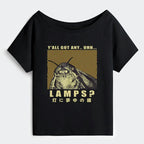 Kyoto-Lion Moth Obsessed With The Light Off Shoulder T-Shirt