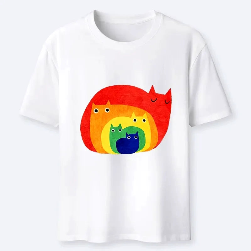 japanese unisex cat t-shirt for daily wear