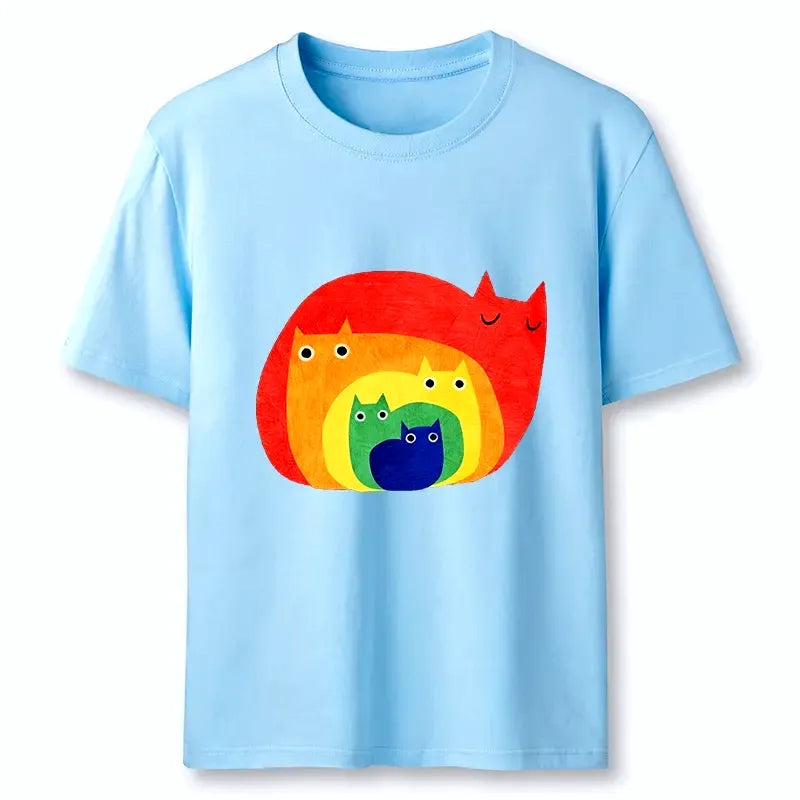 soft cotton cat t-shirt for summer style