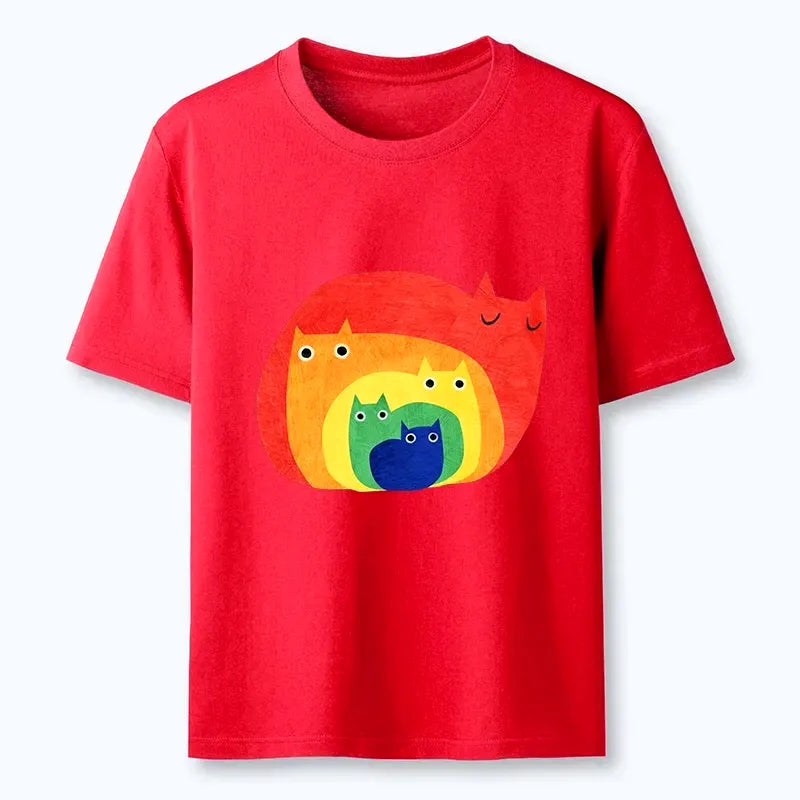 soft cotton cat t-shirt for summer style