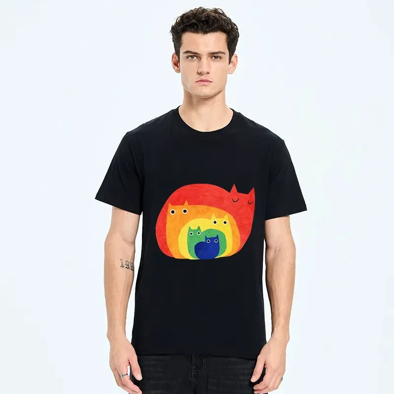 soft cotton cat t-shirt for summer style