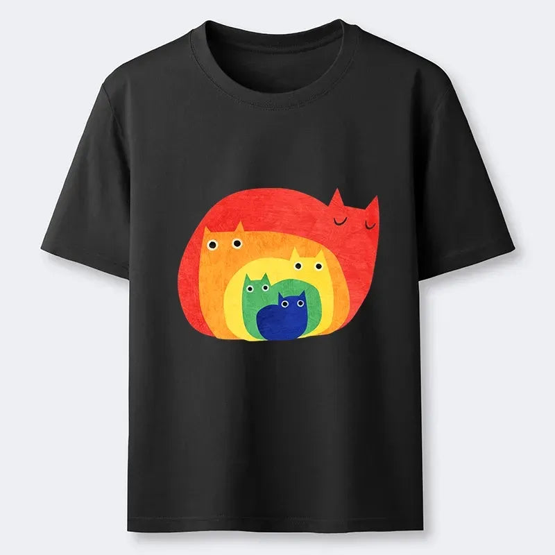 soft cotton cat t-shirt for summer style