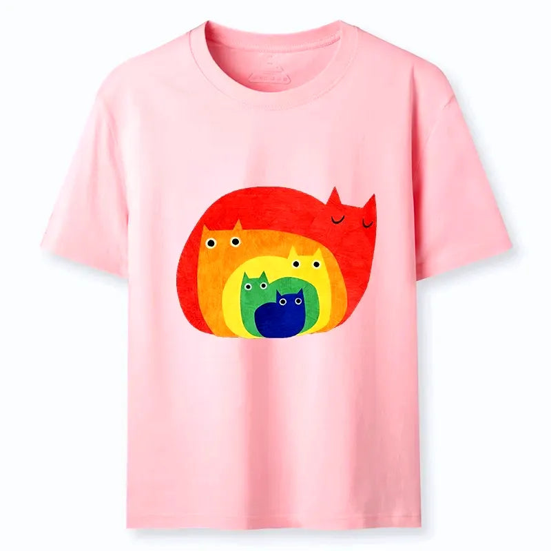 soft cotton cat t-shirt for summer style
