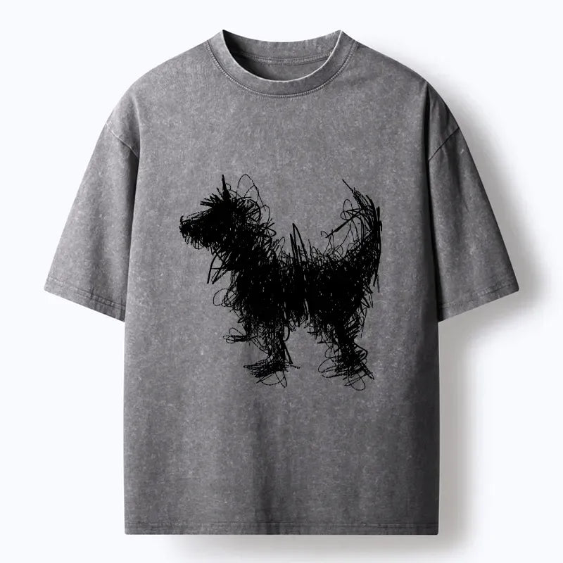 washed Japanese dog t-shirt for daily wear