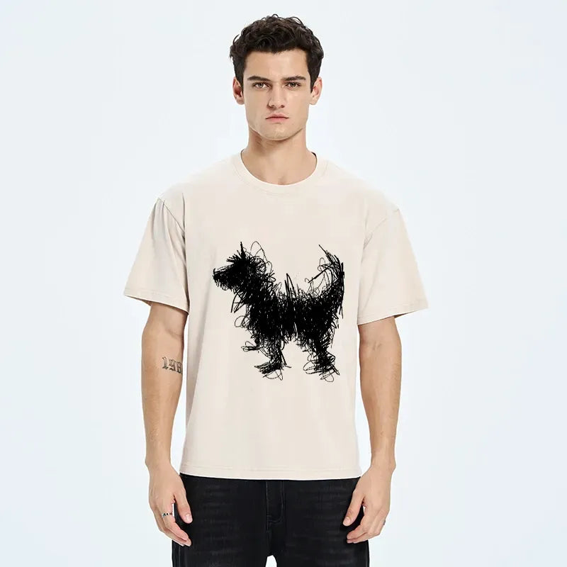 free shipping Japanese vintage dog t-shirt