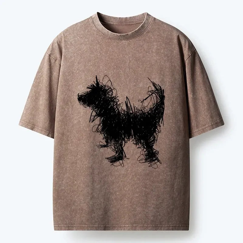 washed Japanese dog t-shirt for daily wear