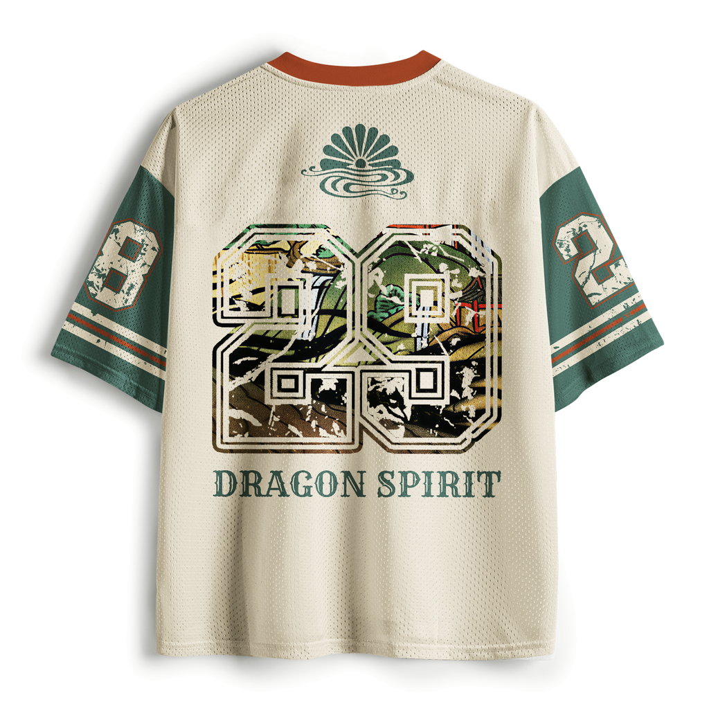 Vintage Ukiyo-e Dragon Mesh Jersey for Fitness