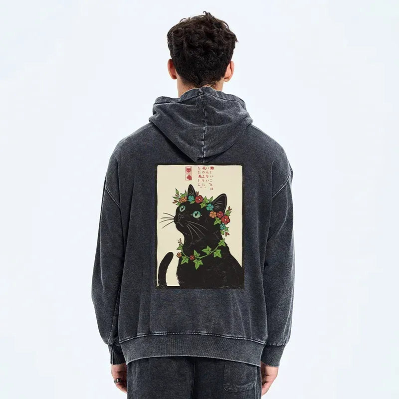 flower crowned cat hoodie gift for her