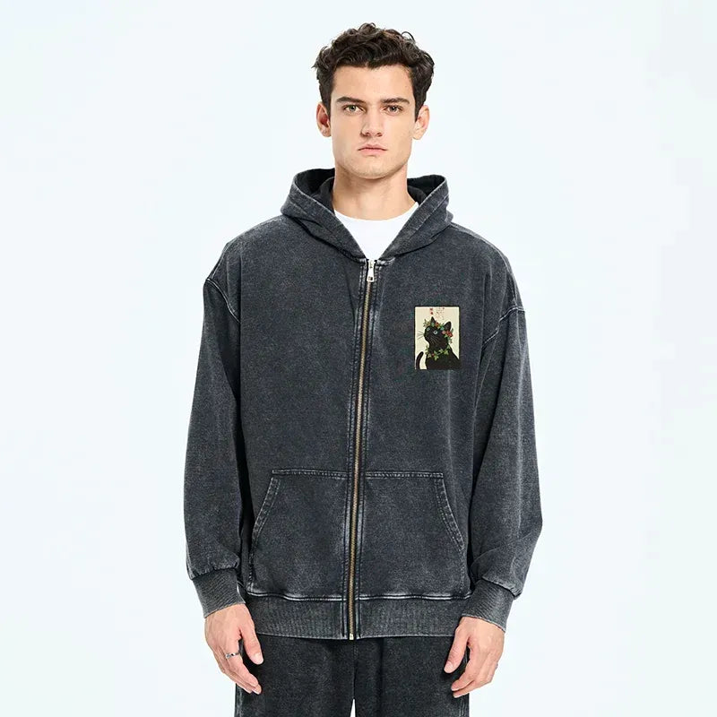 Japanese cat flower hoodie for daily wear