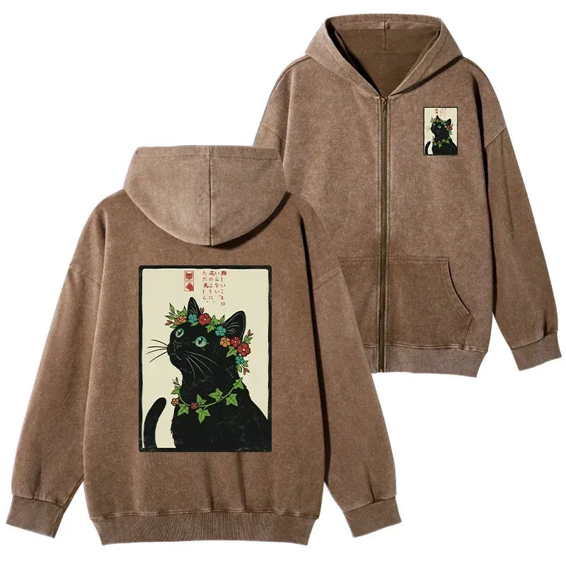 flower crowned cat hoodie gift for her