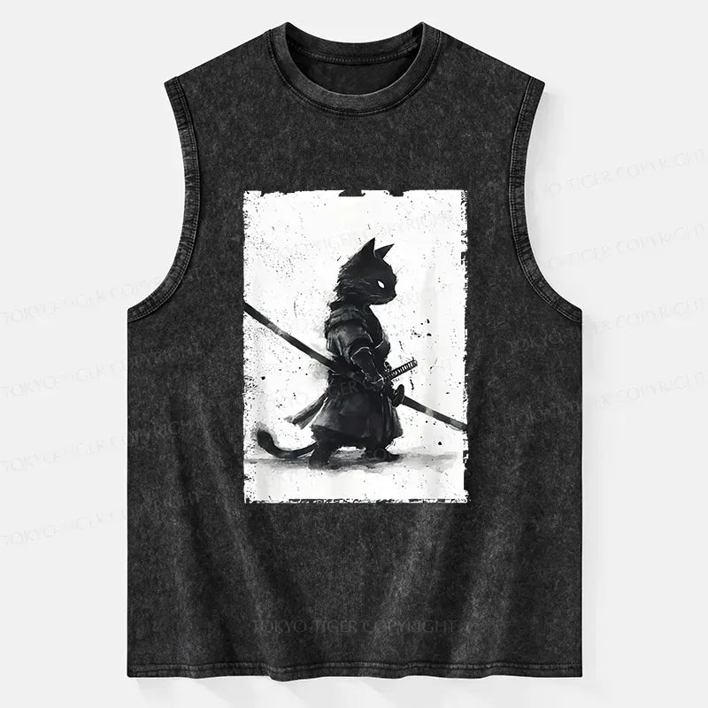Retro Cat Samurai Tank for Streetwear