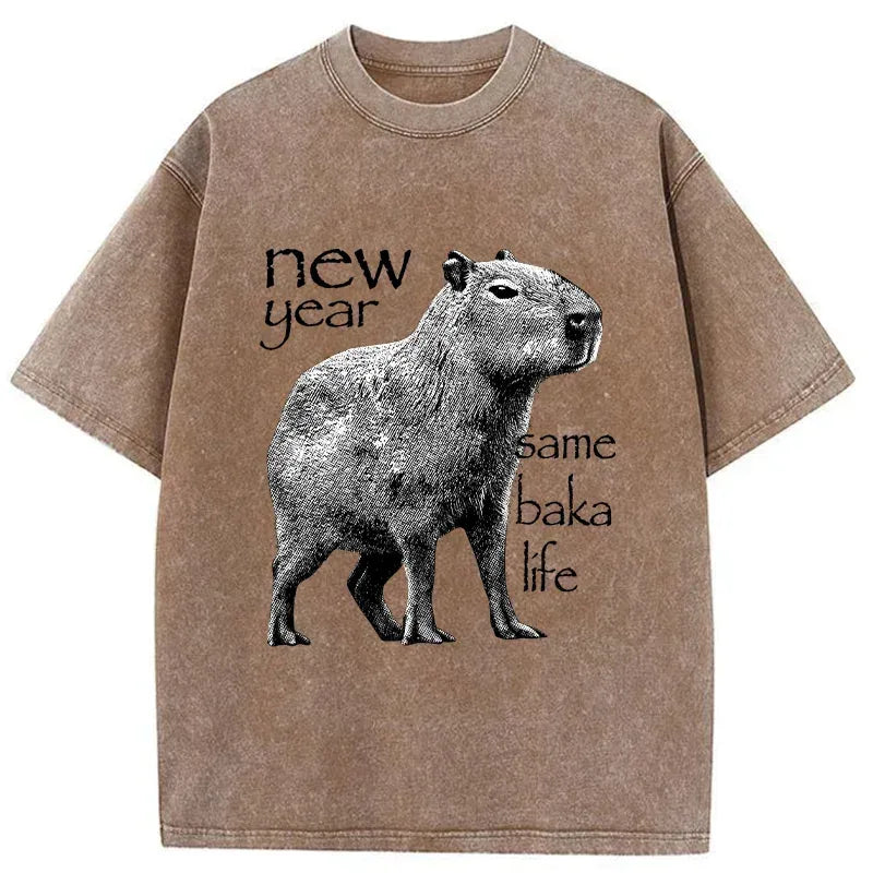 Kyoto-Lion Different Year Same Stupidity Washed T-Shirt