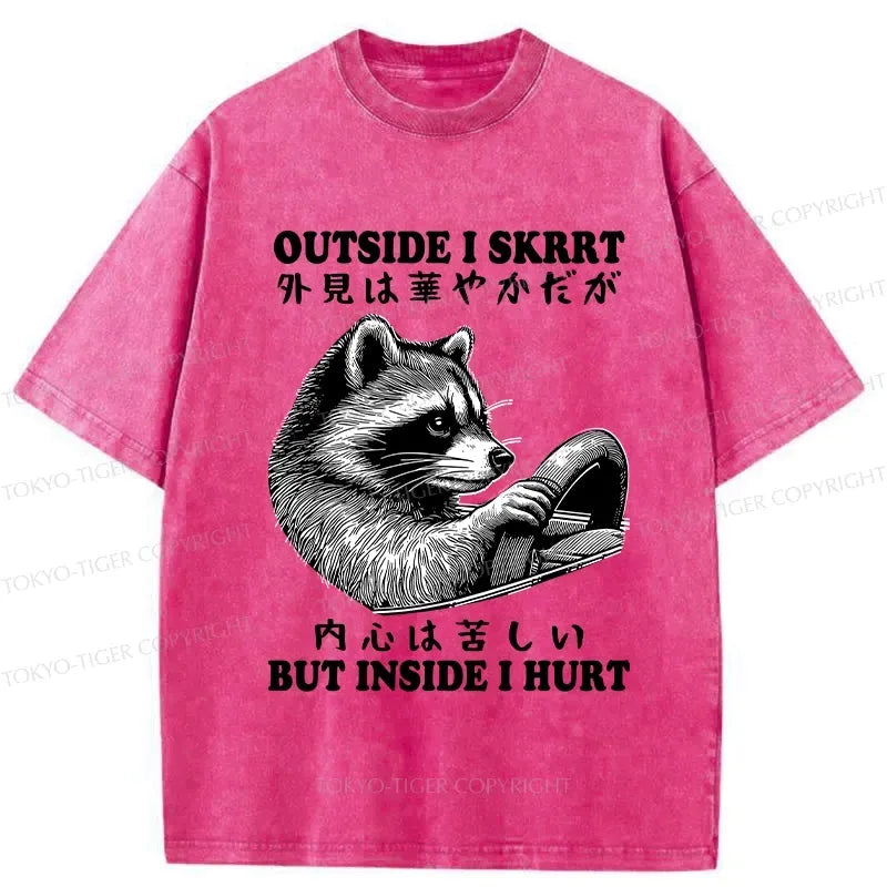 Kyoto-Lion Outside I Skrrt But Inside I Hurt Washed T-Shirt
