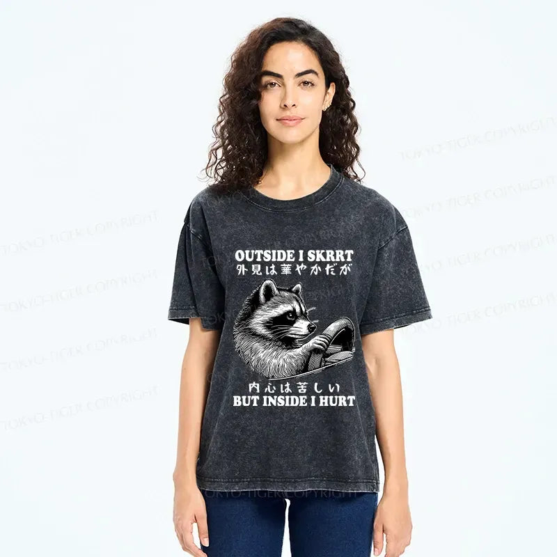 Trendy Japanese Streetwear Washed Tee for Summer