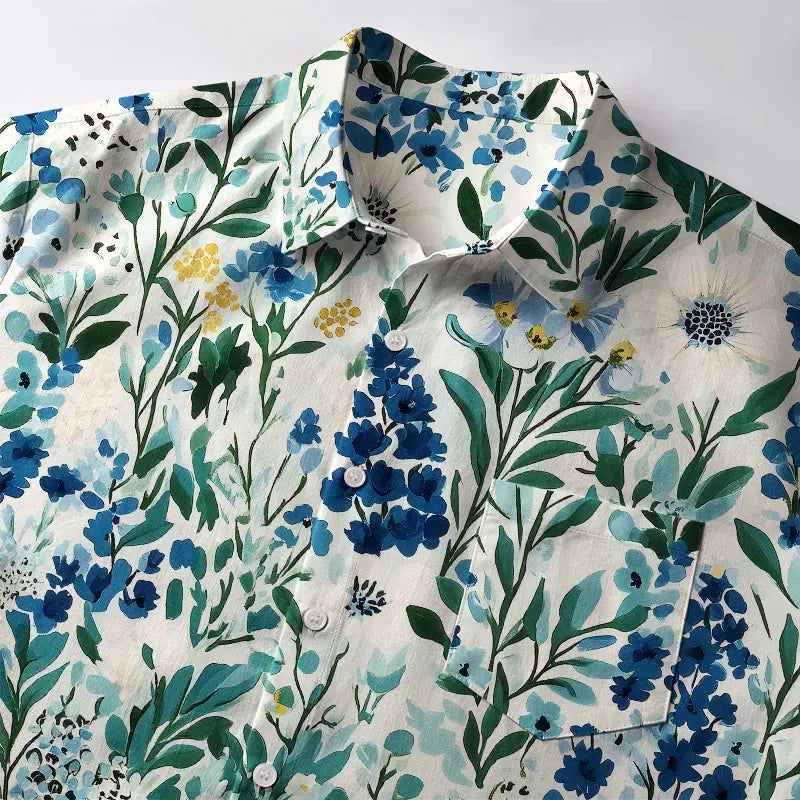 blue flora shirt for summer vacation