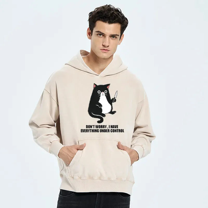 Kyoto-Lion Cat Said Don't Worry Washed Hoodie