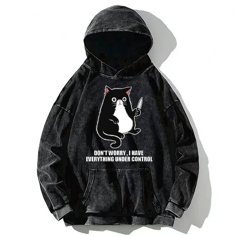 Kyoto-Lion Cat Said Don't Worry Washed Hoodie
