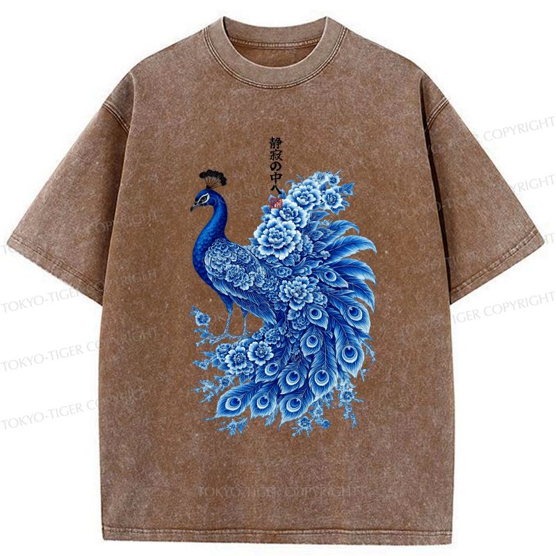 Japanese Ink Wash Peacock T-Shirt