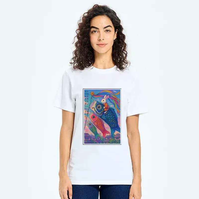 Japanese Ukiyoe Rabbit T-Shirt for Daily Wear