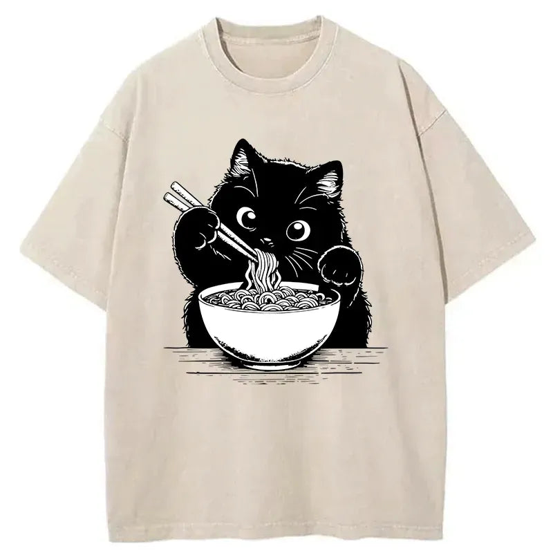 cute cat ramen t-shirt for summer