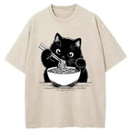 cute cat ramen t-shirt for summer