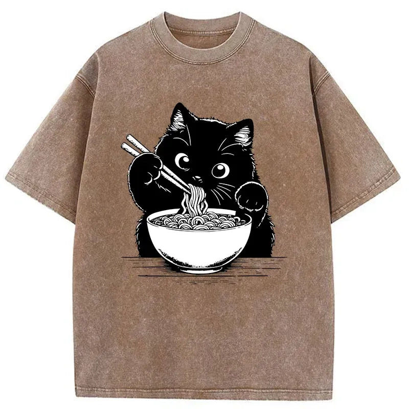 cute cat ramen t-shirt for summer