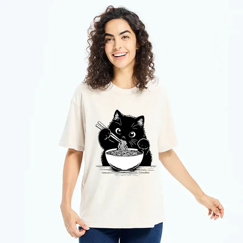 cute cat ramen t-shirt for summer