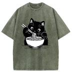 cute cat ramen t-shirt for summer
