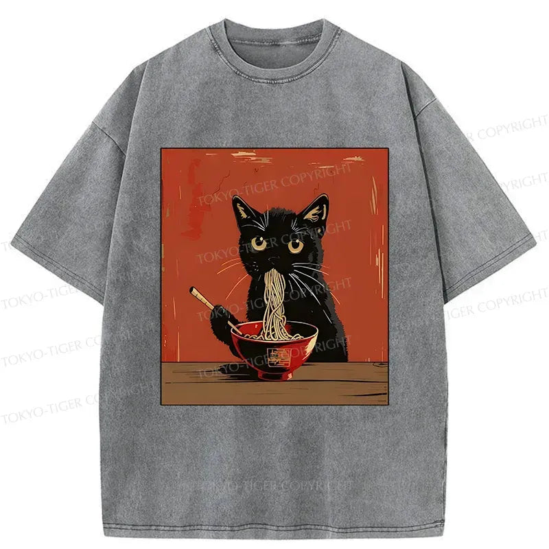 Washed Unisex Cat Tee for Everyday