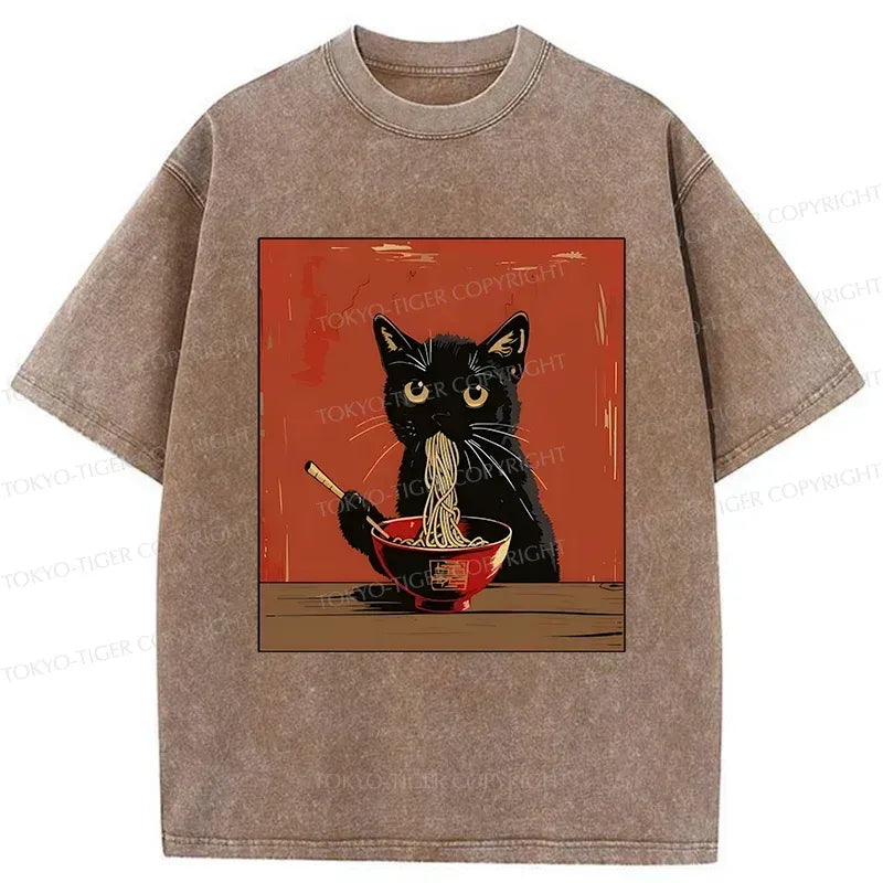 Washed Unisex Cat Tee for Everyday