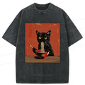 Japanese Black Cat Ramen T-Shirt