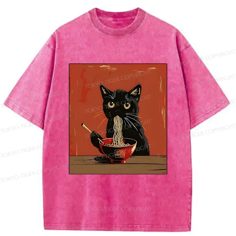 Japanese Black Cat Ramen T-Shirt