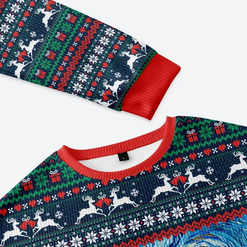 starry night rudolph sweatshirt for women