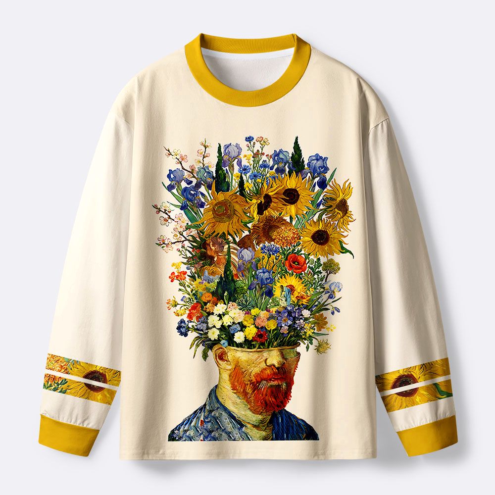 Kyoto-Lion Floral Van Gogh Eco-Friendly Long Sleeve T-Shirt