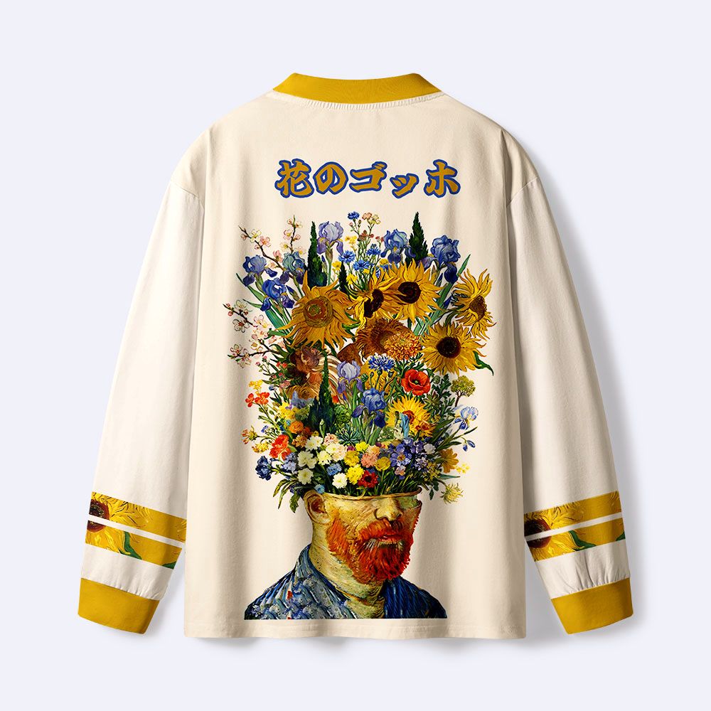 Kyoto-Lion Floral Van Gogh Eco-Friendly Long Sleeve T-Shirt