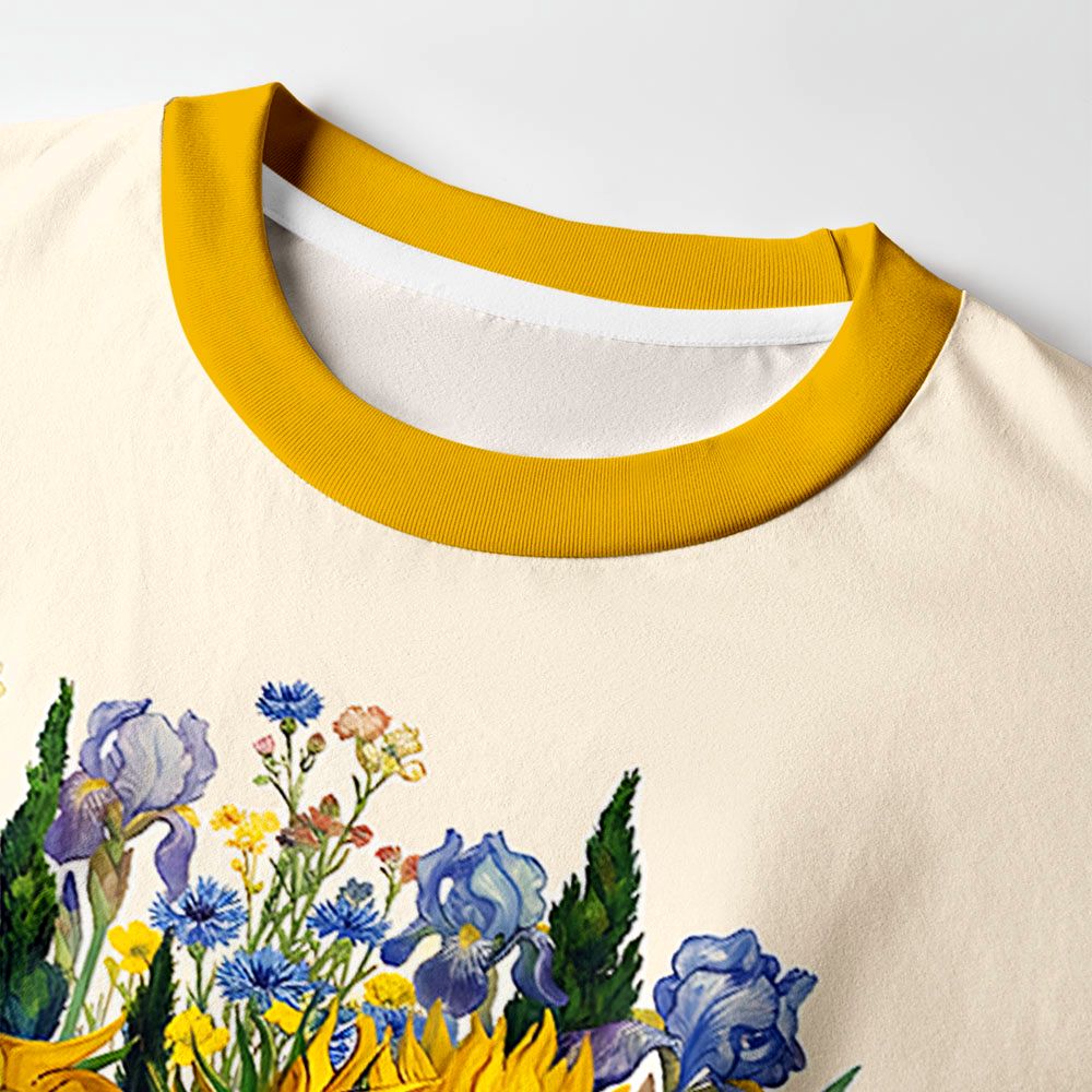 Kyoto-Lion Floral Van Gogh Eco-Friendly Long Sleeve T-Shirt